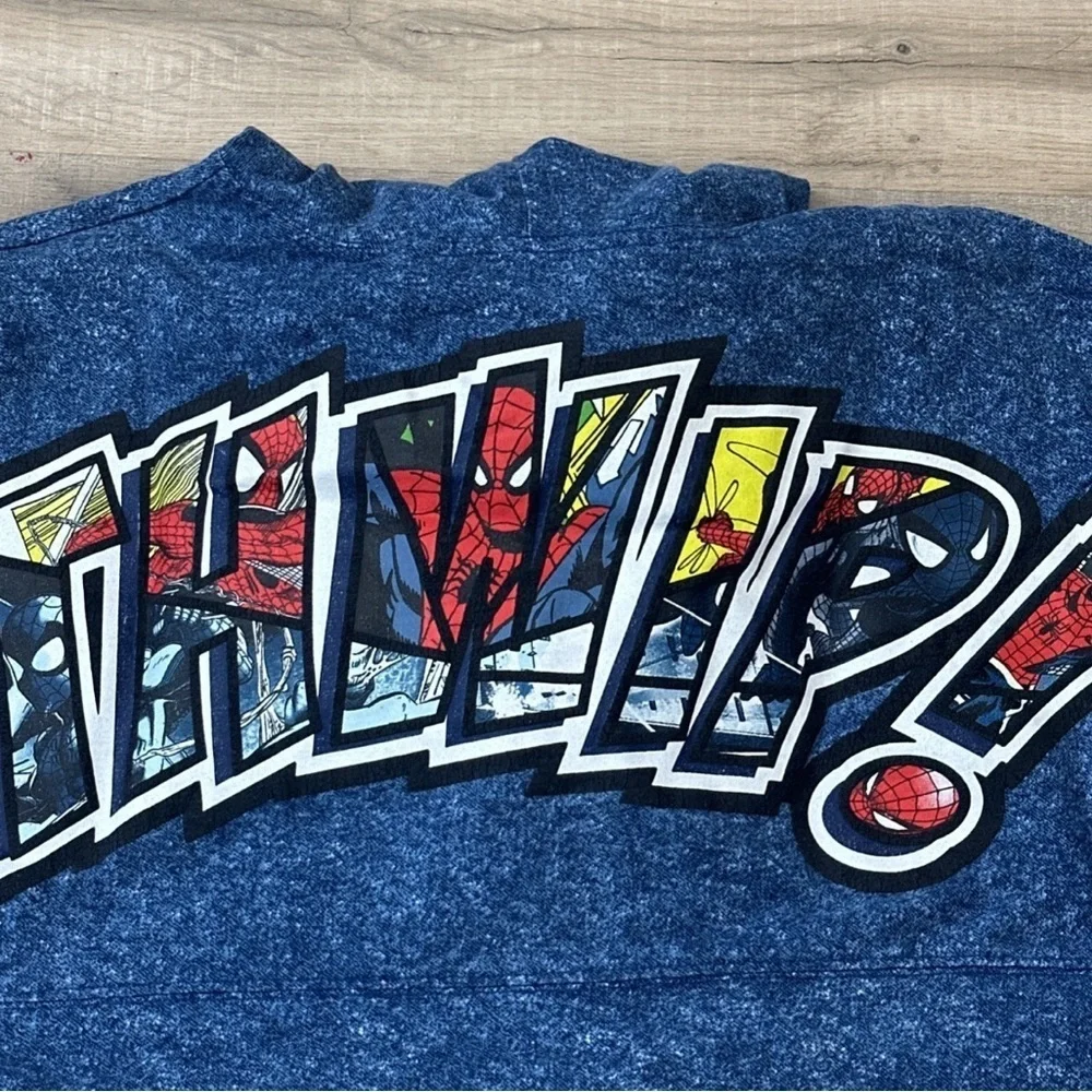 Preowned Disney Parks Marvel Spider-Man Spirit Jersey Hoodie 60th Anniversary LG - Picture 8 of 10